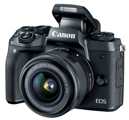 Canon EOS M5 s bleskem