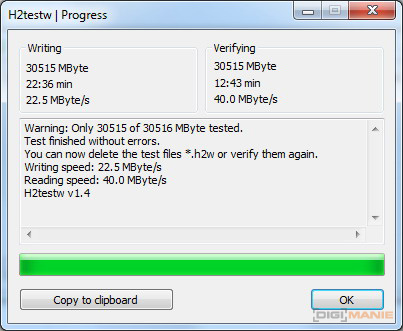 Samsung EVO microSDHC 32 GB H2testw 3