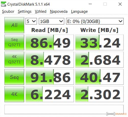 Samsung EVO+ microSDHC 32GB CrystalDiskMark G4