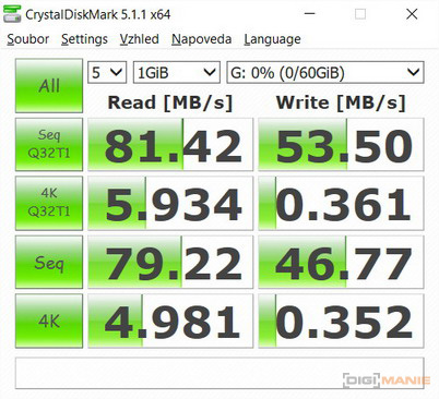 Kingston microSDXC U3 SDCA3 64GB CrystalDiskMark HS3