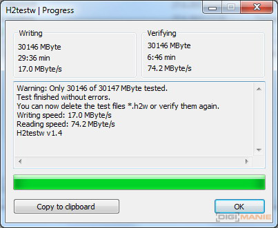 A-Data Premier microSDHC 32 GB H2testw 3