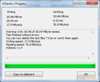 A-Data Premier microSDHC 32 GB H2testw 1