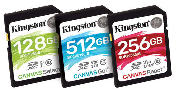 Nové paměťové karty Kingston Canvas Select, Go! a React