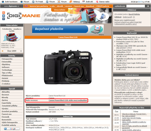 Vylepšení produktových karet - odkazy na recenze