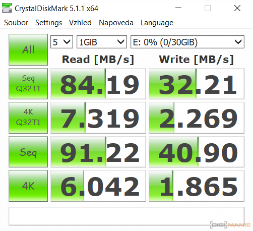 Samsung EVO+ microSDHC 32GB CrystalDiskMark RDF8