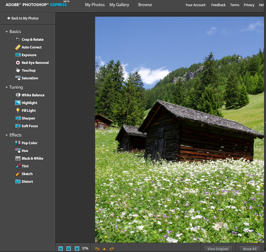 Adobe Photoshop Express Beta: Sdílení a editace