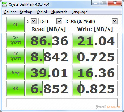 A-Data Premier microSDHC 32 GB CrystalDiskMark 3