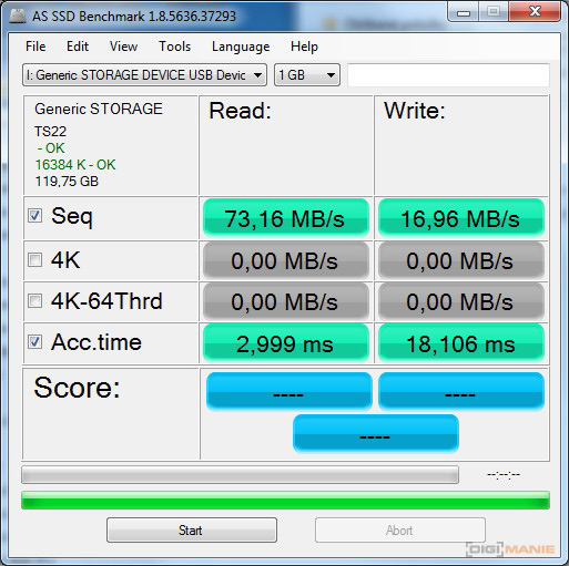 Transcend Premium microSDXC 128 GB AS SSD Benchmark 3