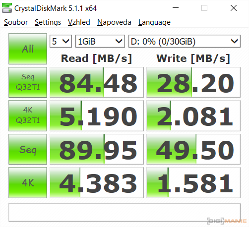 Samsung EVO+ microSDHC 32GB CrystalDiskMark G3