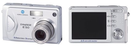 Konica Minolta Dimage E50 a další velké displeje