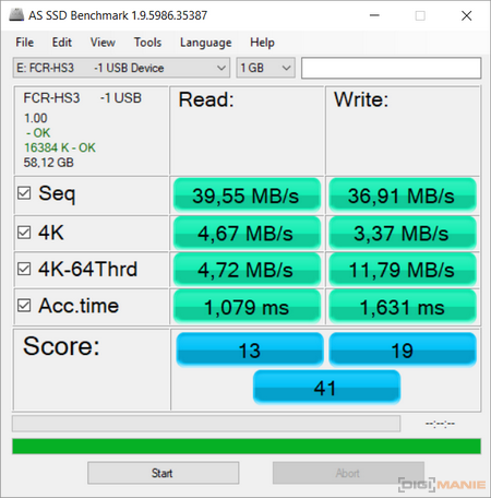 Kingston React SDXC 64GB AS SSD Benchmark HS3