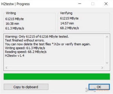 Kingston microSDXC U3 SDCA3 64GB H2testw HS3