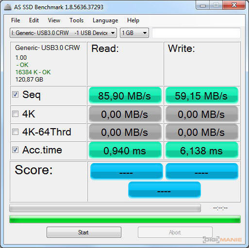 Transcend SDXC 128 GB UHS-I U3 W60 AS SSD Benchmark 1
