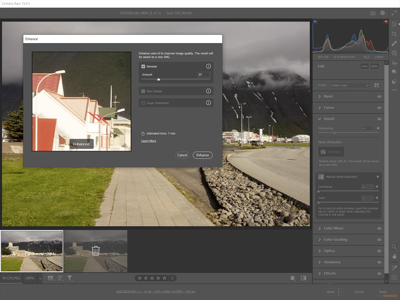 AI odšumování v Camera Raw: raději lepší GPU než větší snímač?