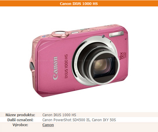 Vylepšení katalogu fotoaparátů: různá označení