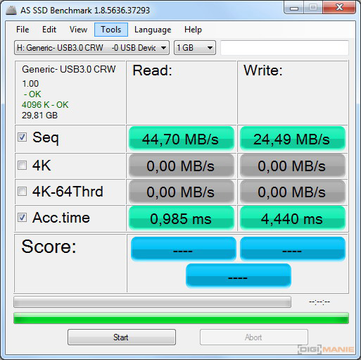 Samsung EVO microSDHC 32 GB AS SSD Benchmark 1