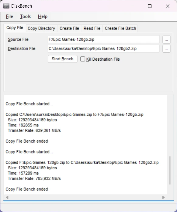Samsung T9 SSD (kopírování souboru v režimu 2x1)