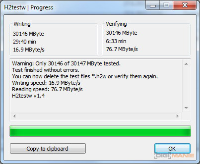 A-Data Premier microSDHC 32 GB H2testw 2