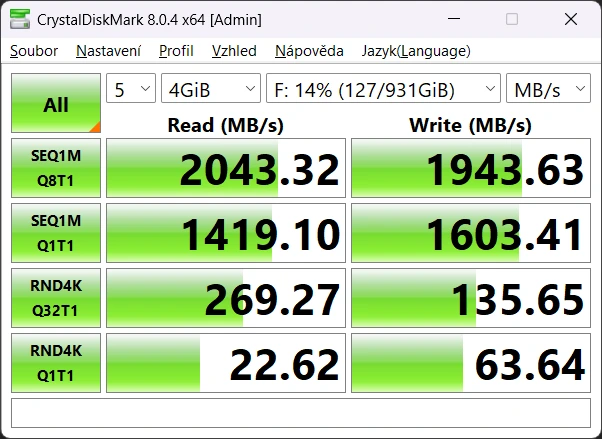 Samsung T9 SSD (CrystalDiskMark)