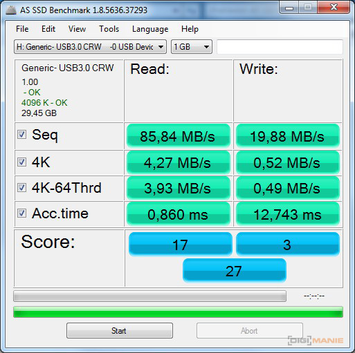 A-Data Premier microSDHC 32 GB AS SSD Benchmark 1