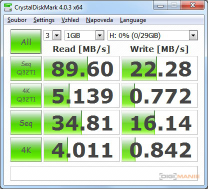 A-Data Premier microSDHC 32 GB CrystalDiskMark 1