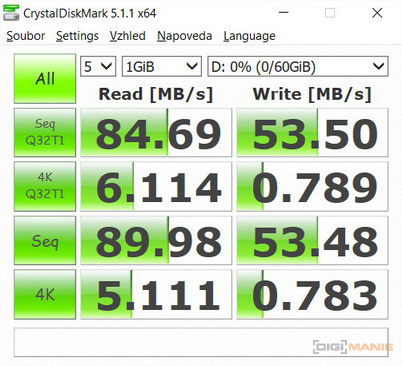 Kingston microSDXC U3 SDCA3 64GB CrystalDiskMark G3