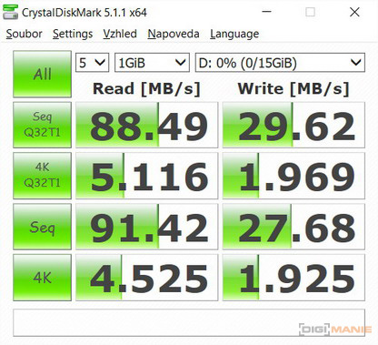 SanDisk microSDHC Ultra UHS-I 16 GB CrystalDiskMark G3