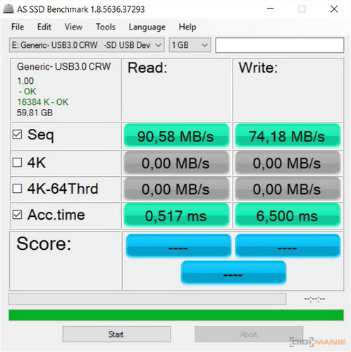 Kingston microSDXC U3 SDCA3 64GB AS SSD Benchmark G4