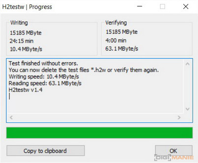 SanDisk microSDHC Ultra UHS-I 16 GB H2testw RDF8