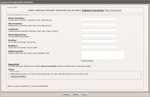 Znáte zajímavý fotoweb? Doporučte jej!