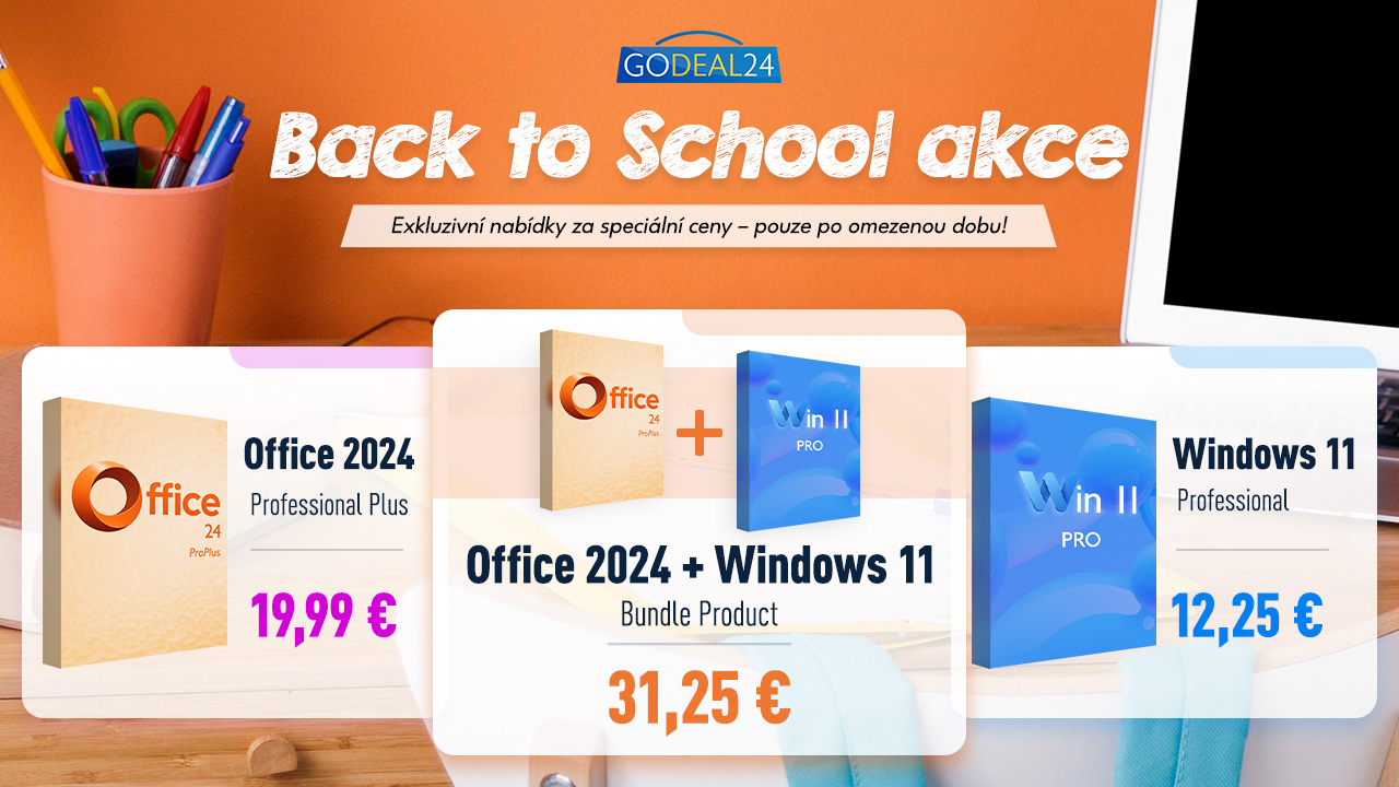 Software Back-to-School akce: Windows 11 Pro + Office 2024 Pro od 31,25 €