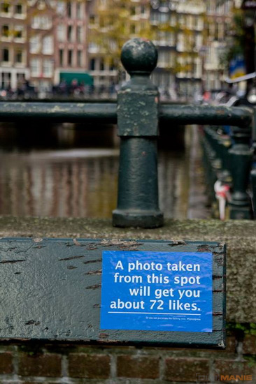 Označení skvělého fotografického místa na lavičce