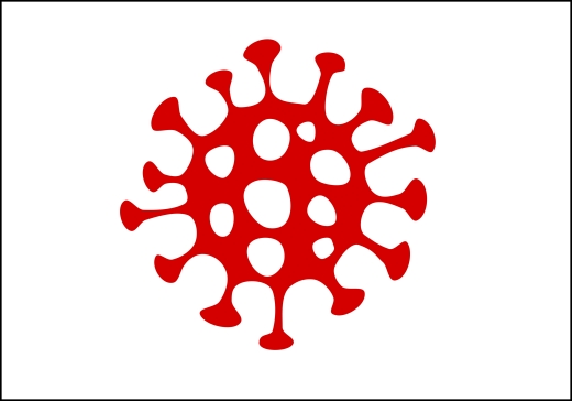 Japonsko vlajka s koronavirem