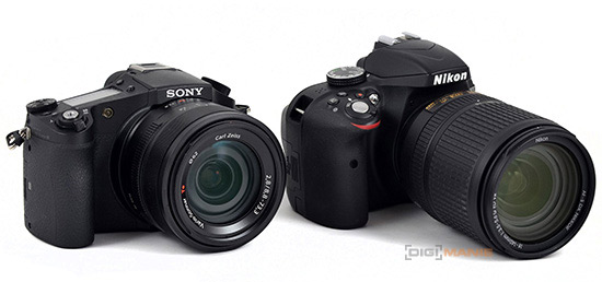 Sony RX10 vs Nikon D3300 srovnání velikostí