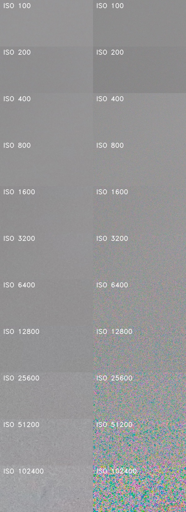 Canon EOS 6D Mark II ISO šum bílá plocha 26MPx noise