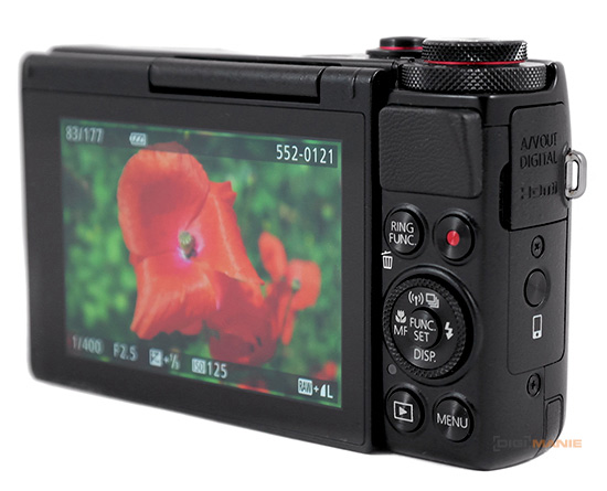 Canon PowerShot G7 X ovládací prvky vzadu
