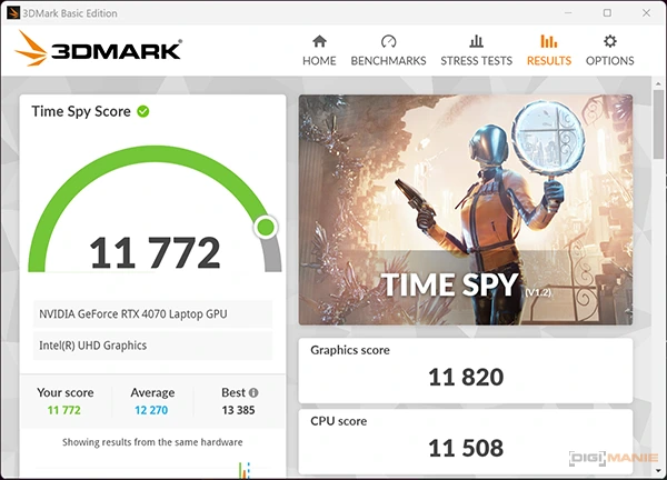 Gigabyte Aero 16 BSF 3DMark Time Spy