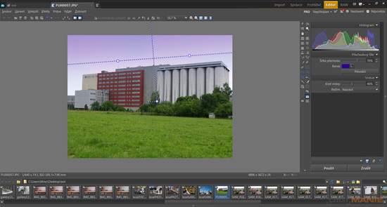 Zoner Photo Studio 16 Editor, přechodový filtr